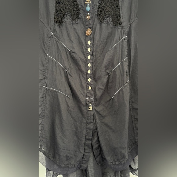 Elisa Cavaletti Size Small Tunic Button Sheer Artsy Dark Romantic Fairy Goth - Picture 10 of 12